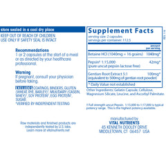 Betaine HCL Pepsin and Gentian Root Extract